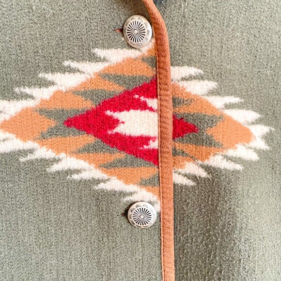 UpCountry By Du Monde Fleece Button Down Jacket Aztec Tribal Women's Medium VTG - Picture 4 of 9